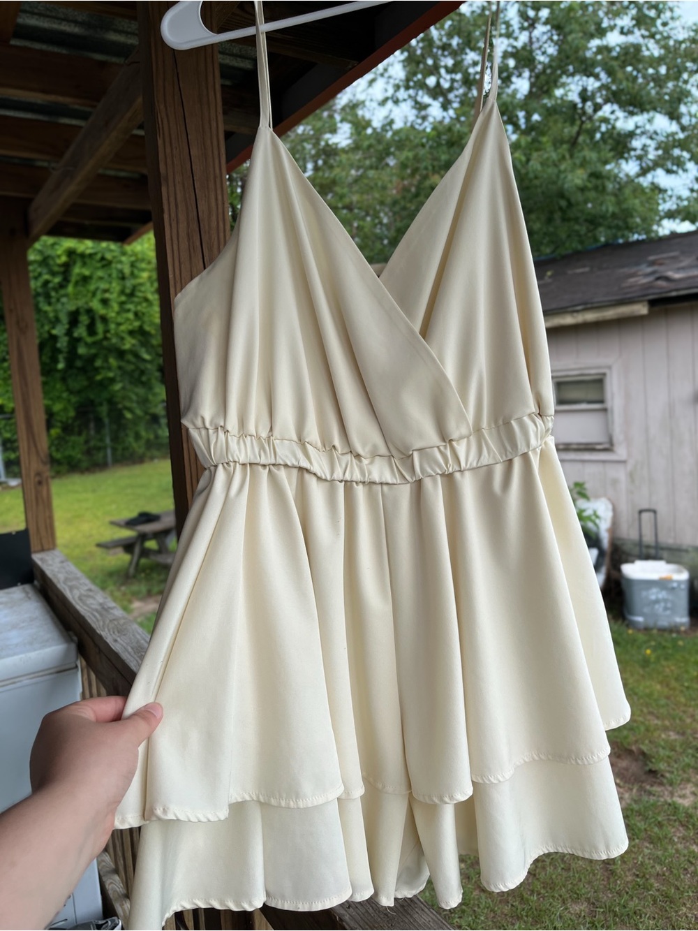 SHEIN Cream Tiered Romper